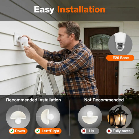Motion Sensor A19 LED Bulb For Dusk To Dawn Security Lighting, 8.5W No Fuss 60W Equivalent, Frosted Finish, 90 CRI, Damp Rated, 5000K Daylight, Porch And Garage Safety Light, Easy Install, 2 Pack, E26 base
