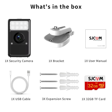 What's in the box of 2K Wireless Outdoor Security Camera With Spotlight, battery, bracket, manual, USB, screws, 32GB TF Card