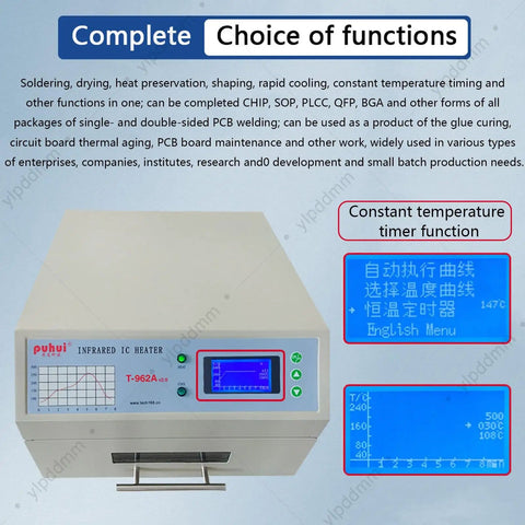 Benchtop Reflow Oven With 1500W Infrared Heater And Hot Air Circulation For PCB SMD SMT BGA Rework with display screens