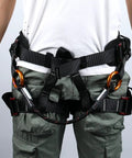 Half Body Tree Climbing Harness For Men With Thick Waist Cushion, ANSI Certified 23KN Safe Height Rescue Belt, black with orange rings