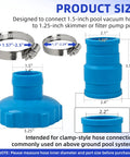 Pool Vacuum Hose Adapter Kit For One And A Half Inch To One And A Quarter Inch Hoses With Stainless Steel Clamps product size chart
