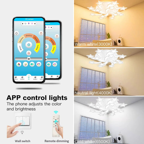 12 Heads LED Flush Mount Ceiling Light Fixture With Dimmable Chandelier Style Remote And App Control, Lit Star Ceiling Lamp For Bedroom Living Room Dining Hall Kid Room, 24.4 Inch, 110V CRI Ra90 Fits 20 To 25 Square Meters