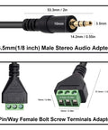Leave The Soldering Iron Alone With This Plug And Play 3.5 Millimeter Stereo Audio Male Jack Adapter showcasing dimensions and screw terminals.