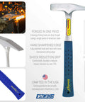 12 Oz Tinner's Cross Peen Hammer for Sheet Metalwork, USA Made With Forged Steel Construction and Shock Reduction Grip