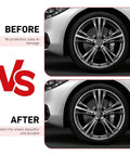 Before and after comparison of Fresh American Flag Wheel Center Caps With Tough Scratch Resistant Hub Cover Protectors For Cars.