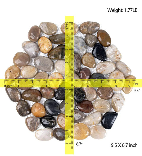 6 Pack Natural River Rock Hexagon Stepping Stones for Garden Pathway Mats with Non Slip Mesh Backing, 9.5 X 8.7 inch size