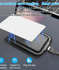 USB 125kHz RFID Card Reader With EM4100 Support Plug And Play Proximity Sensor demonstrating non-contact card reading