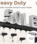 Heavy Duty Ceiling And Wall Mount Curtain Track System For 6 To 9 Ft Black Finish With Quiet Glide Rollers 50LB strength