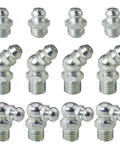 12 Pack Stainless Steel Grease Fittings Kit With 4 Straight, 4 90 Degree, And 4 45 Degree M8 Zerk Fittings For Replacing Damaged Or Missing Fittings In Hydraulic Grease Lines