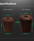 Specifications of Seed Rooter Plugs For Seedlings And Cuttings, 40 Cube Pack showing size before and after soaking.