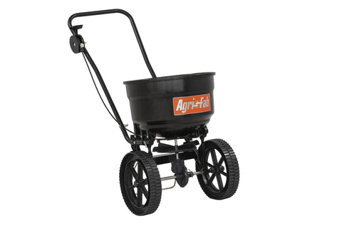 50 Lb Push Lawn And Garden Broadcast Spreader For Seed And Fertilizer, Walk Behind With No-Fuss Cable Control, Rust Proof Poly Hopper
