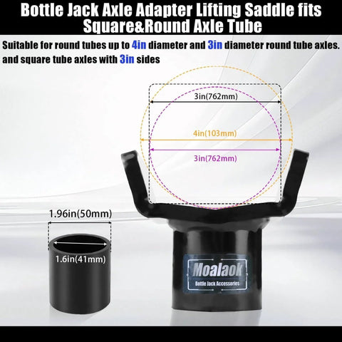 Heavy Duty Bottle Jack Adapter For Twelve Ton And Twenty Ton Jacks, Tough As Nails Axle Lift Saddle For Three Inch Round Axles And Three Inch Square Tubes