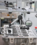 Pro Grade Digital Dial Indicator Gauge with Magnetic Base 0 to 1 Inch in use on a CNC machine for precise measurements.