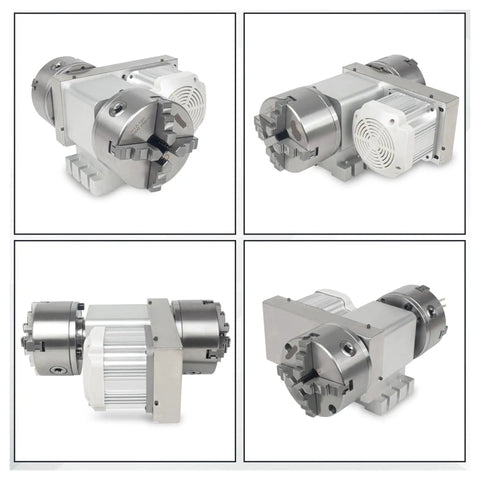Hella Precise Cnc Rotary Fourth Axis With Adjustable Speed Servo Controller 125Mm Three Or Four Jaw Chuck 38Mm Through Bore showcasing all angles.