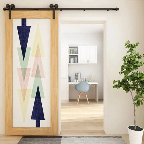 Sliding Barn Door Hardware Kit With Y Shape Rollers And Upgraded Nylon Bearings For Quiet, Smooth Operation, Heavy Duty Track System Delivers Stable And Sturdy Performance For A 5 Foot Door on wood barn door