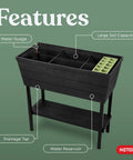 Urban Bloomer 12.7 Gallon Raised Garden Bed Planter With Self Watering Gauge and Drainage Plug in dark grey, front view
