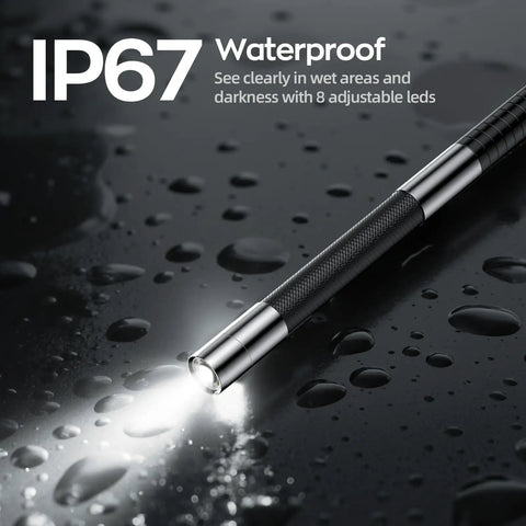 7 Inch IPS Borescope With 1080P HD Articulating Endoscope Camera And Light Two Way 210 Degree Pivot For Tight Spaces One Handed Control For Fast Inspections Of Ducts Pipes And Machinery, IP67 waterproof probe with LED lights