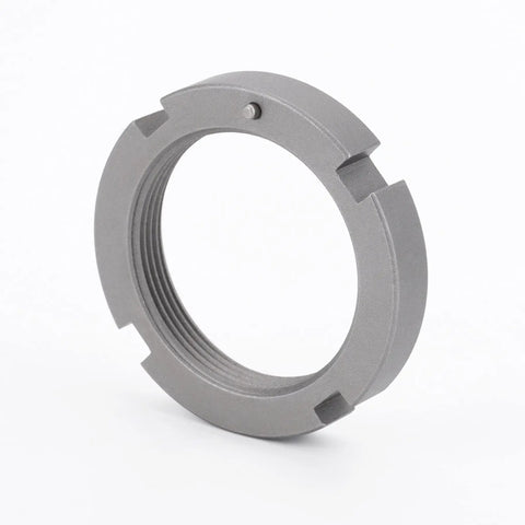 Locking Hub Spindle Nut Conversion Kit 32720 showing precision machined nut, silver finish, for Dana 44 and Dana 30 CJ front axles