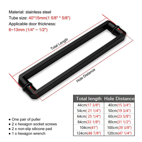 Diagram of Heavy Duty Sliding Barn Door Handle Set With Double Side Pull, showing dimensions and specifications.