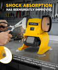 Hard Charging Cordless Mini Bench Grinder Polisher Rolling 5500 Rpm in action sharpening scissors, showcasing anti-vibration rubber suction cups.