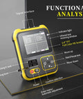 2 In 1 Handheld Digital Oscilloscope And LCR Transistor Tester Kit showing controls and screen on integrated hidden stand.