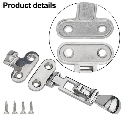 316 Stainless Steel Anti Rattle Marine Latch For Yacht Door Cabinet Toolbox Silent Buckle Hasp Mirror Polished Finish With M5 Screws Silver