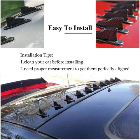 Diffuser Shark Fin Kit 10 Piece Set For Spoiler Roof Wing Air Vortex Generator Black Dope Look Aggressive Evo Style Car Exterior Decor With Strong Adhesive And Easy Peel And Stick No Drill Required
