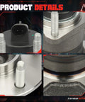 Close-up of five-lug Rear Wheel Hub Bearing Assembly for Chevy Malibu 2004 to 2012 Cobalt 2008 to 2010 HHR 2008 to 2010 Classic 2004 to 2005 Pontiac G6 2005 to 2010 Saturn Aura 2007 to 2009 Five Lug One Piece Replacement Direct Fit.
