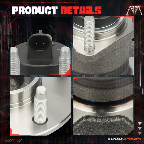 Close-up of five-lug Rear Wheel Hub Bearing Assembly for Chevy Malibu 2004 to 2012 Cobalt 2008 to 2010 HHR 2008 to 2010 Classic 2004 to 2005 Pontiac G6 2005 to 2010 Saturn Aura 2007 to 2009 Five Lug One Piece Replacement Direct Fit.