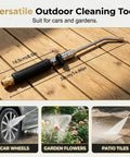Heavy Duty High Pressure Washer Wand With Hydro Jet Power Spray Attachment on wooden floor, 38cm long for versatile cleaning