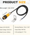 E3F-DS10P2 Photoelectric Sensor For Industrial Automation with M18 Diffuse Reflection, 10 cm range, and mounting bracket