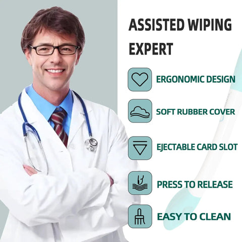 Assisted wiping expert features for Fifteen Point Seven Inch Long Reach Toilet Wiping Aid For Independence And Comfort Two Pack