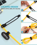 40 Piece Silicone Cable Tie And Label Set For Wires Includes 20 Ties And 20 Identification Labels shown in use on yellow cable
