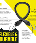 50 Pack Tarp Straps For Flatbed Trailers 9 Inch Long Natural Rubber Bungee Tie Downs With Metal S Hooks, flexible and durable.
