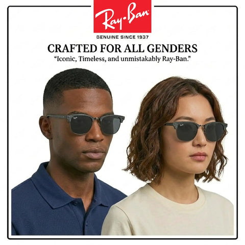 RB3016 Square Shape Non-Polarized Sunglasses For Men And Women With Dark Grey Lenses Dope Everyday Wear For Formal Or Casual Looks Includes Official Eyewear Kit And Accessories worn by a man and woman.