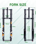 Measurement details of Fat Tire 5.0 20 Inch Air Electric Mountain Bike Front Fork With Inverted Suspension Thru Axle 15x150mm