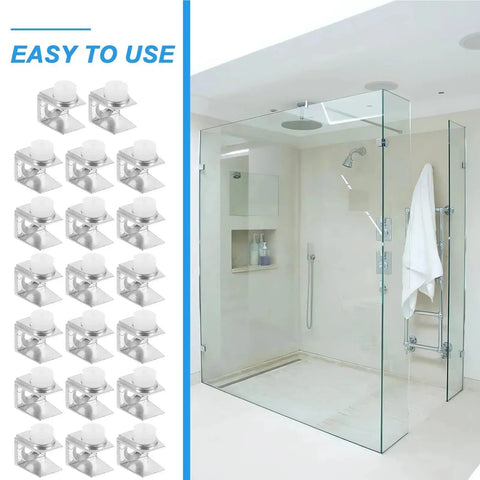 Bulk 100/200 Piece Shelf Brackets Glass Support Clamps Zinc Alloy Wall Mounts for Shower Rails and Mirror Hangers Hardware