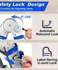 Heavy Duty Multi Position Telescoping Ladder With Smooth Roll Wheels 14 Ft Reach showing safety lock design and adjustment features.