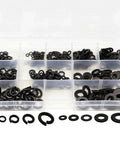 400 Piece Washer Kit With Flat And Spring Lock Washers In M3 M4 M5 M6 M8 Sizes, Carbon Steel Black Finish, in plastic organizer