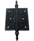 2 Pack Victorian Steeple Tip Ornate Hinges For Cabinets And Doors Heavy Duty Cast Wrought Iron With Hammered Finish Old World Vintage Look