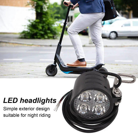 Bright LED Headlight For Electric Bikes And Scooters With Built In Horn Four LED Front Lights For Night Riding Waterproof Front Lamp