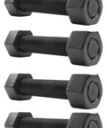 Pack of four 5-inch black oxide all-thread studs with hex nuts, 1/2-13, B7 grade