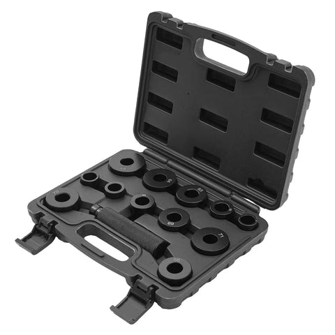 Open case showing Transmission Bushing Driver Tool Kit, 13 Piece Master Set for GM 700R4, 4L60, 4L60E, and 4L65E Transmissions
