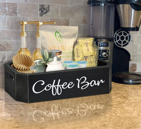 All In One Coffee Station Organizer For Countertops And Bar Accessories Holds K Cup Pods Syrups Sugar Stirrers And More Black Finish