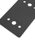 Close-up of Heavy Duty L Shaped Flat Bracket Mending Plate Black Powder Coated Steel For Furniture Repair Indoors Outdoors 3mm Thick