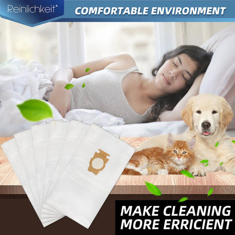 Six Pack Universal Cloth Vacuum Bags For Kirby All Generations And Sentria Models Fits 205811 204814 204811 displayed on table