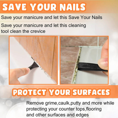 9 Piece Plastic Scraper Set With Razor Blade Scraper Plastic Pick Putty Knife And Thin Spudgers in use for tile cleaning