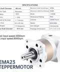 Nema23 Stepper Motor Planetary Gearbox 5 To 1 Speed Reducer For 8mm Shaft 60x60 Flange 57mm Mount 7 Arcmin Backlash IP65
