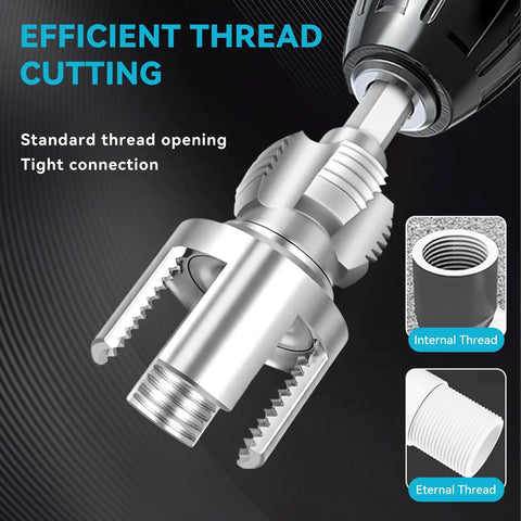 Dual Function Pipe Threader Tool For 1/2 Inch Plastic Pipes, Internal And External Threading, Drill Compatible To Speed Up Work, Heavy Duty Alloy Steel Construction, Pro DIY Pipe Fitting Tool on drill