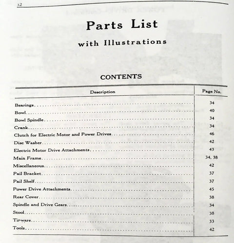 McCormick Cream Milk Separator Operator Manual for 2S 3S 4S 5S DIY Maintenance Guide Built to Last, Factory OEM Authored Service and Parts Manual for Farm Dairy Gear, Clear Hands On Instructions, Save Time and Frustration parts list page